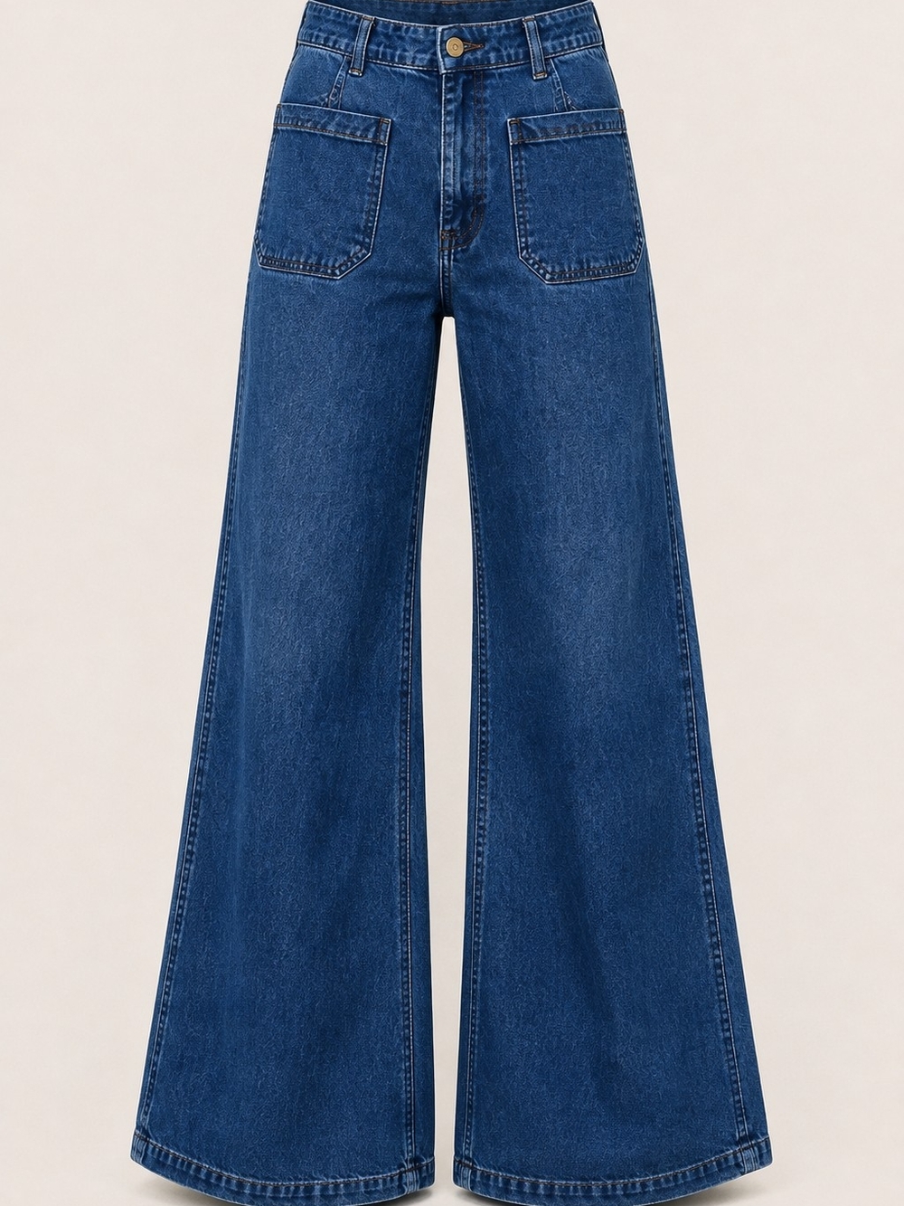 Vintage Seafarer Military Utility Wide Leg Flare Jeans High Rise Navy 30x32 USA - Picture 2 of 15